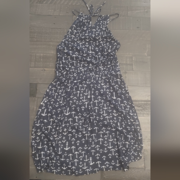Navy Blue Anchor Dress - Picture 2 of 3
